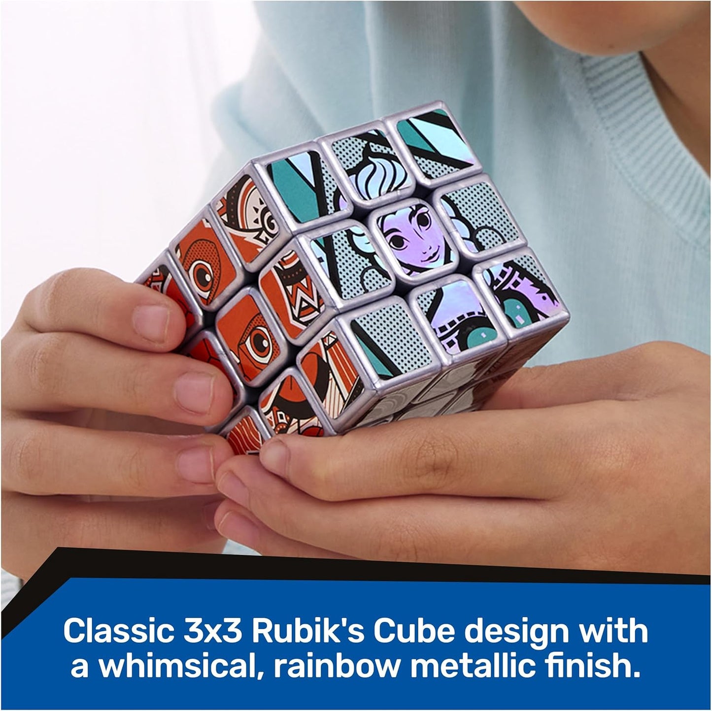 Rubik's Cube, Disney 100th Anniversary Metallic Platinum 3x3 Cube, Fidget Toys Adults, Mickey Mouse Toys, Easter Basket Stuffers, Disney Toys for Adults & Kids Ages 8+