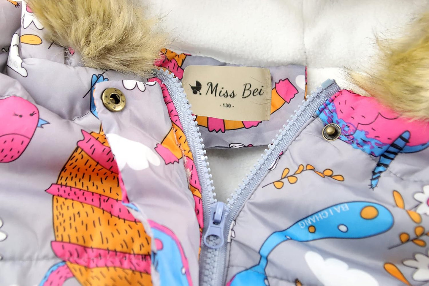 Miss Bei Girl's Winter Coat Jacket Hooded Kids Toddler Flower Print Parka Outwear Warm Cotton Puffer Hooded Jacket