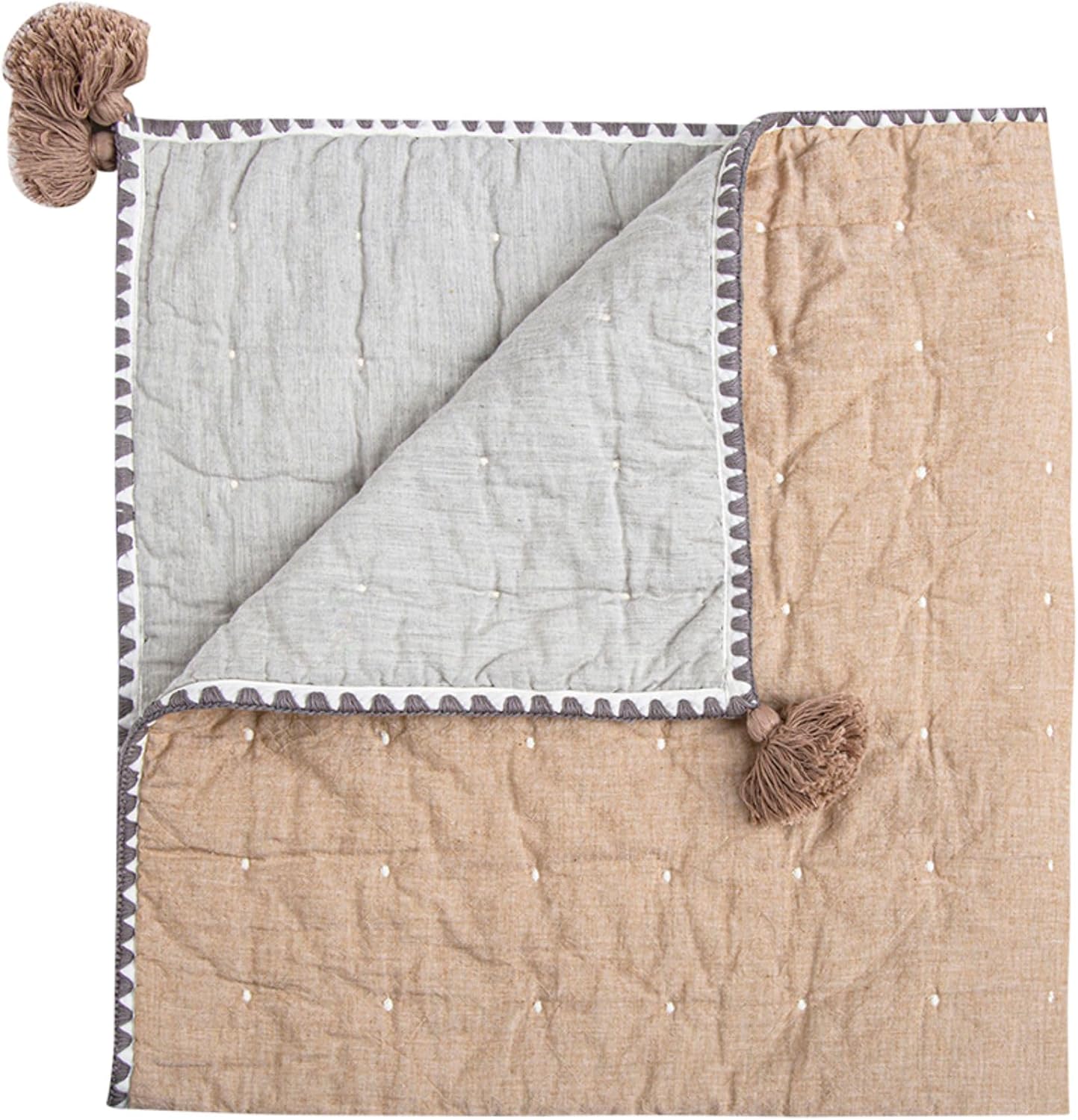 Crane Baby Blanket, 36” x 36”, Soft Cotton Quilted Nursery Blanket for Boys and Girls, Copper, Ezra Print