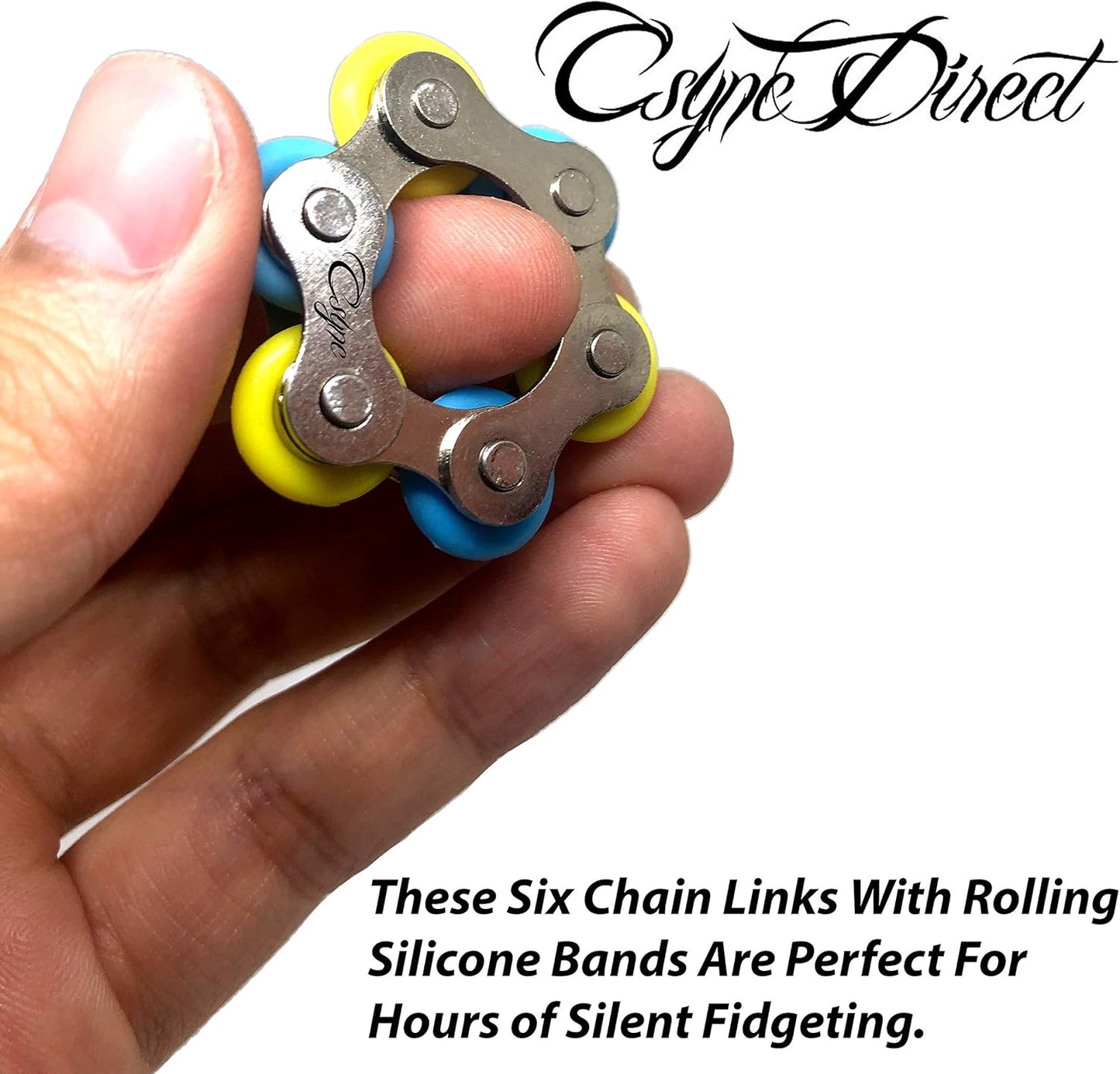 Fidget Toys Flippy Roller Chain - Stress Relief Perfect for ADHD, ADD, Anxiety in Classroom, Office, School, Work for Students, Teens, Adults Stocking Stuffers Gifts (3 Piece) (Yellow)