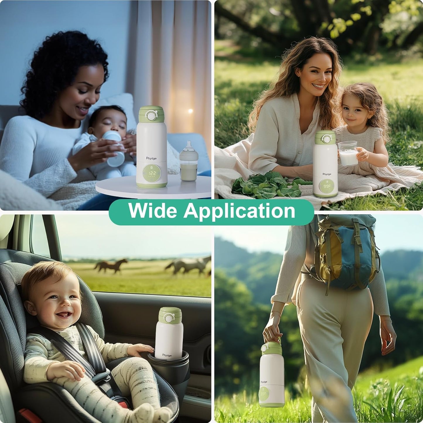 Portable Bottle Warmer for Travel, 15oz Capacity Portable Milk Warmer for Baby, Formula, Breast Milk & Water, On The Go Bottle Warmer with Long Battery Life, Even Heating, Precise Temperature Control