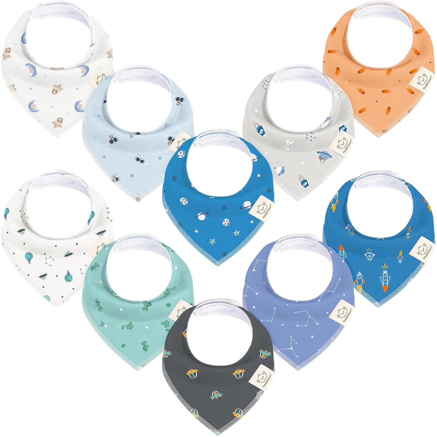 10-Pack Organic Baby Bandana Bibs for Girls - Super Absorbent Triangle Baby Bibs for Drooling and Teething Infant, 100% Cotton Extra Soft for Newborn, Infant 0-36 Months (Cosmo)
