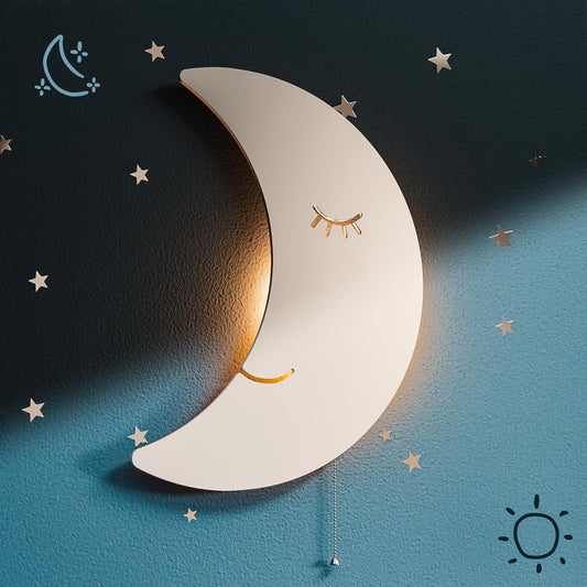 Tip perk Moon Lamp for Baby Nursery - Floating Moon Wall Lamp for Nursery | Cute Floating Moon Lamp for Kids Bedroom | Battery-Operated Hanging Night Lights | Cordless Moon Lights for Bedroom