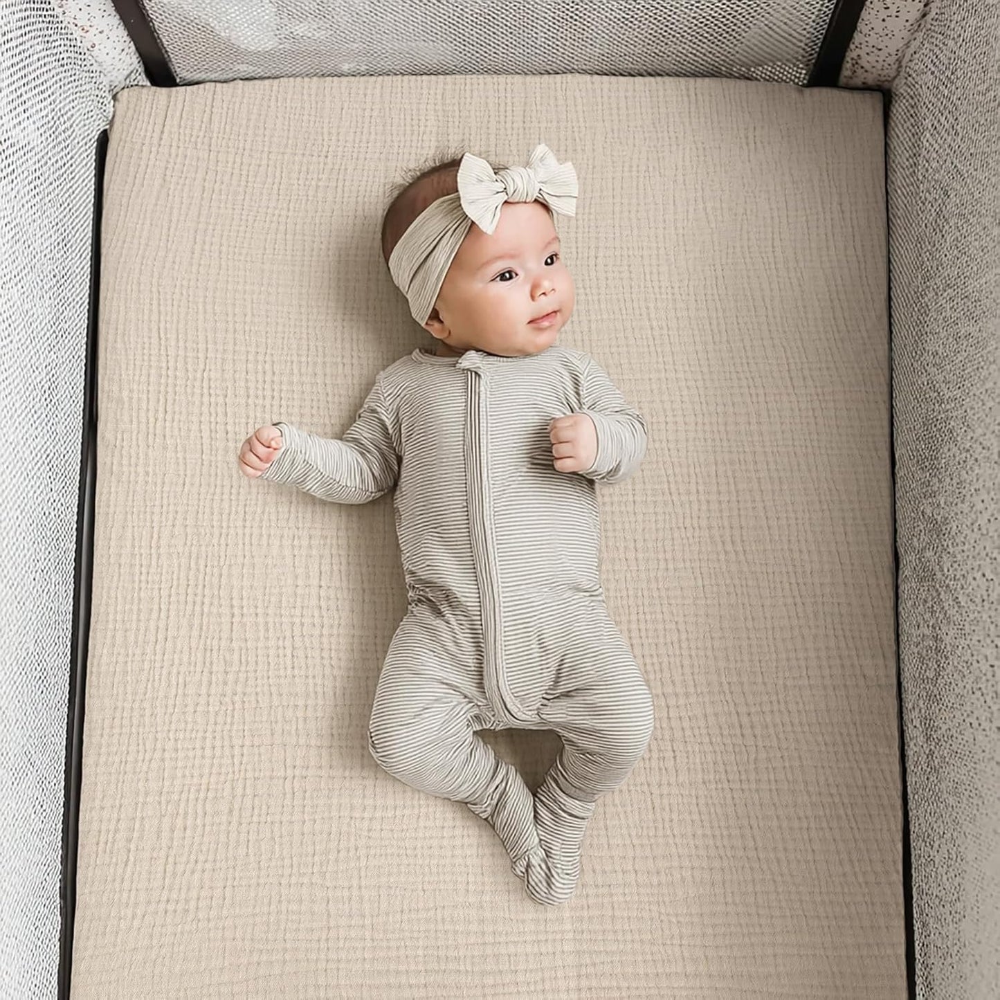 lulumoon Pack and Play Sheets Muslin: Cotton Fitted Sheets for Chicco Pack N Play - Soft Playard Sheets for Boys and Girls 2Pack