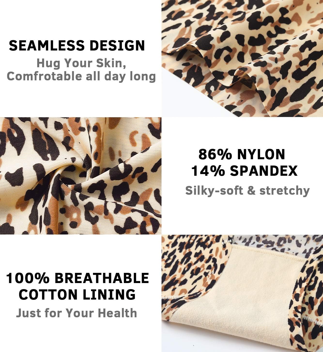 Wealurre Seamless Underwear for Women No Show Panties Soft Stretch Hipster Bikini Underwears 5-Pack