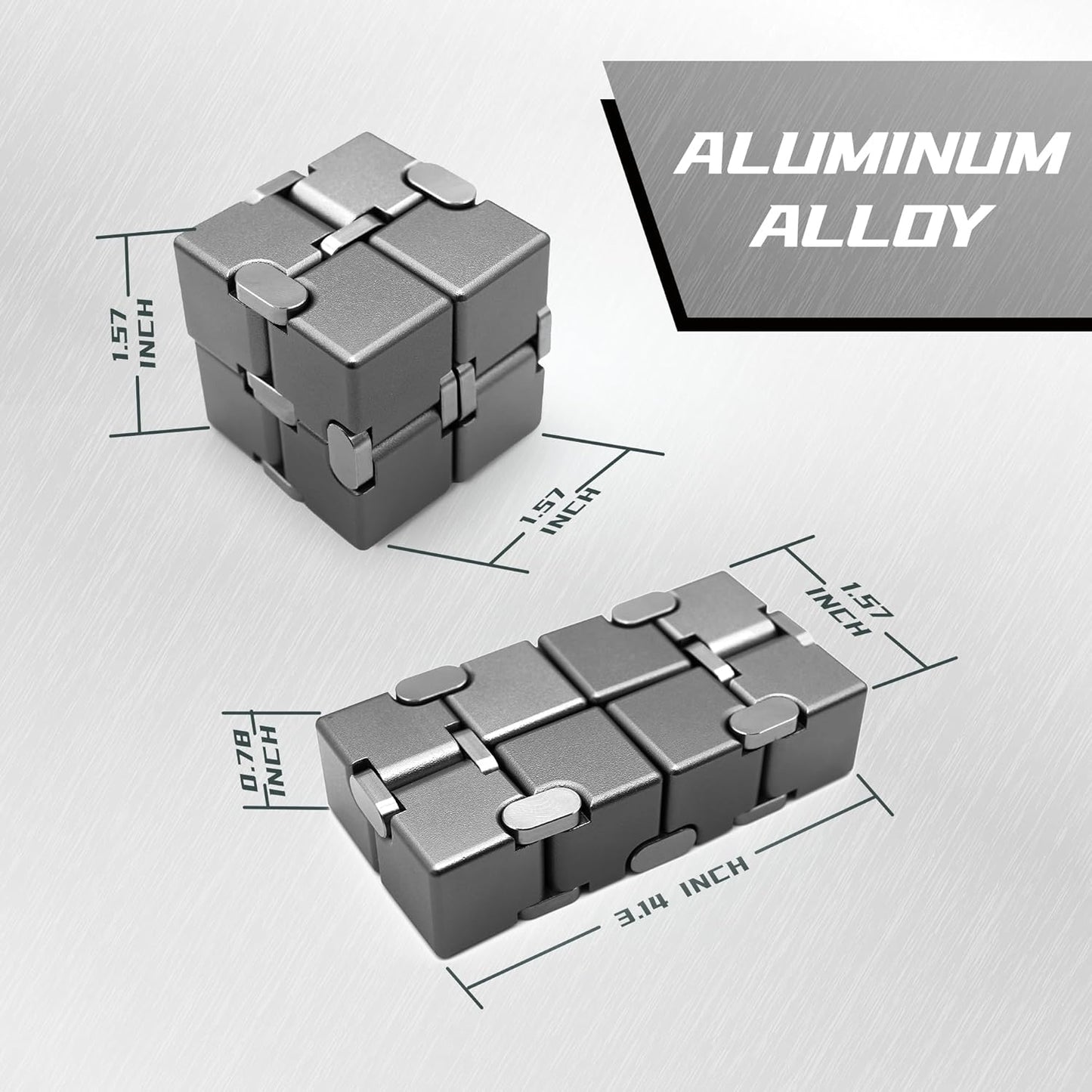 Metal Fidget Toys, Infinity Cube Fidget Toys, Fidgets Blocks for Kids Adults Teens, Handheld Toys for Anxiety Sensory Toys for Birthday (Gray)