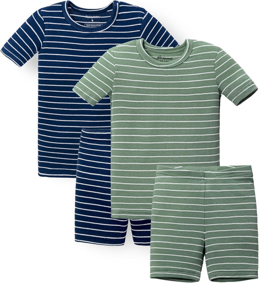 AVAUMA Stripe Pattern Baby Boys Girls Pajama Set Kids Toddler Snug fit Ribbed Sleepwear pjs for Daily Life Style