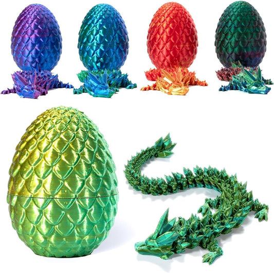 Executive Desk Toys Easter Egg, 3D Printed Dragon, 3D Dragon Eggs with Dragon Inside, Dragon Toy Dragon Egg Fidget Toy, Fidget Toys for Autism/ADHD (Laser Yellow&Green)