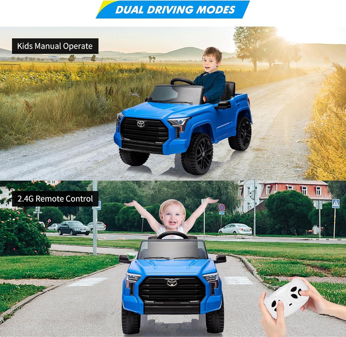 Electric Car for Kids, Licensed Toyota Tundra 12V Electric Truck, Off-Road Kids Pickup Car w/Remote, Spring Suspension & 3 Speeds, LED Headlights, Ride-On Toys for Boys/Girls