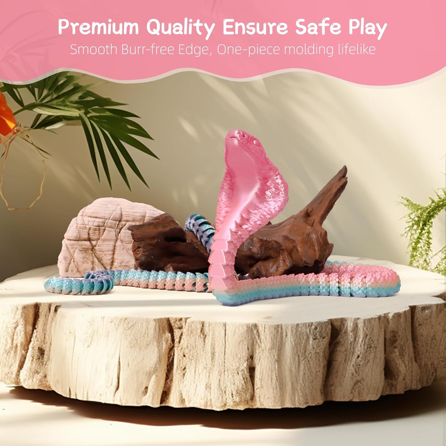 3D Printed Snake with Egg - Gear Egg with Snake Inside, 24inch Flexible Snake, Cute Rotary Egg, 3D Printed Gift Toys, Figure Decoration, ADHD(Multicolored Rainbow)