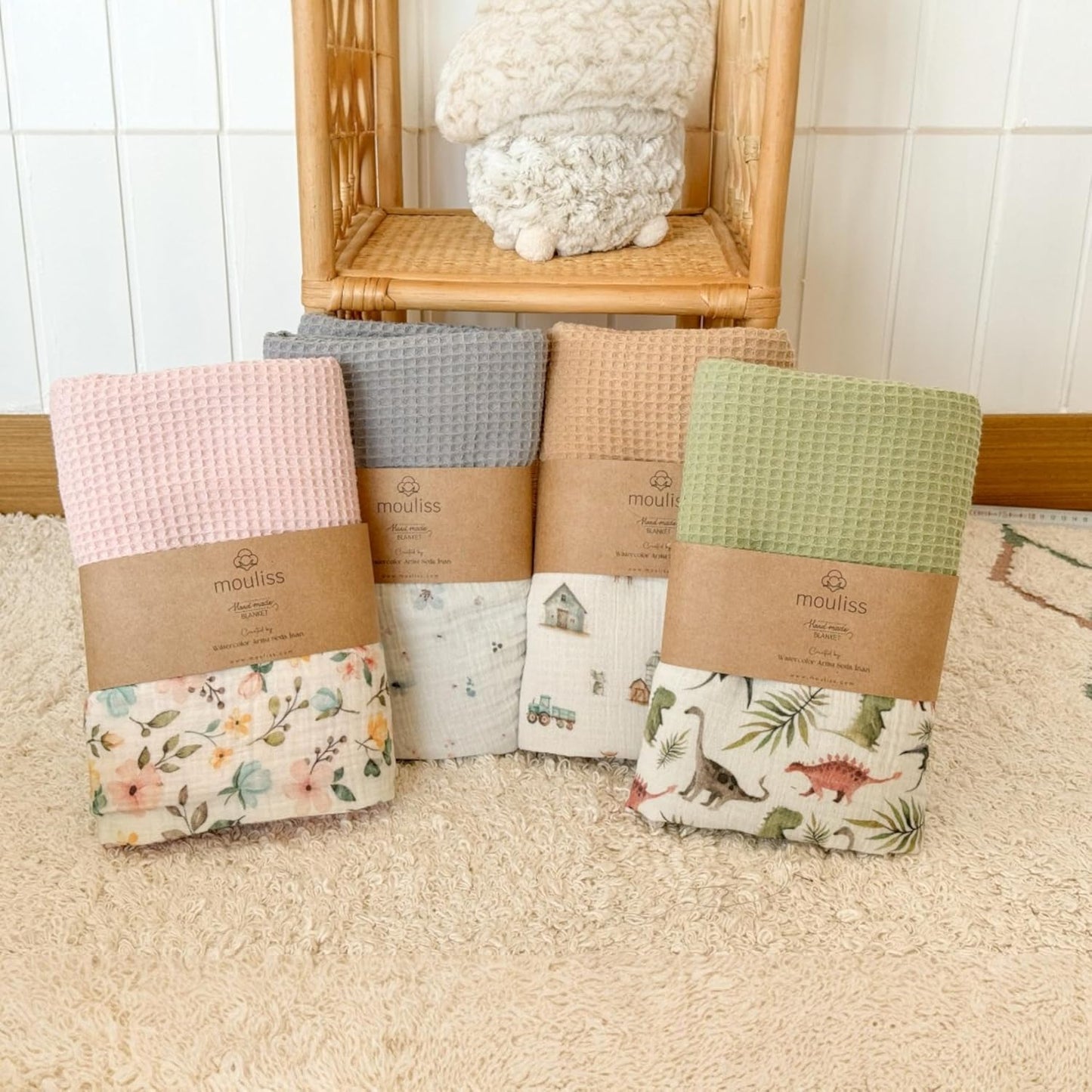 Personalized Baby Blanket with Name – Handmade 100% Organic Cotton Newborn Gift | Custom Knit Blanket for Boys, Girls, Kids & Baby Showers