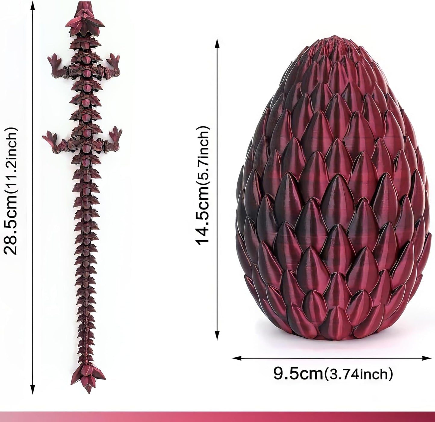Easter Eggs 3D Printed Dragon Egg Dragon Eggs with Dragon Inside Fidget Toys Pendant Desk Decorative Easter Egg Fillers Easter Gifts for Boys Kids Home Office Decor (Black Red)