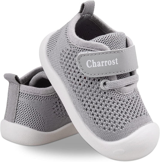 Baby First-Walking Shoes 1-4 Years Kid Shoes Trainers Toddler Infant Boys Girls Soft Sole Non Slip Cotton Canvas Mesh Breathable Lightweight TPR Material Slip-on Sneakers Outdoor