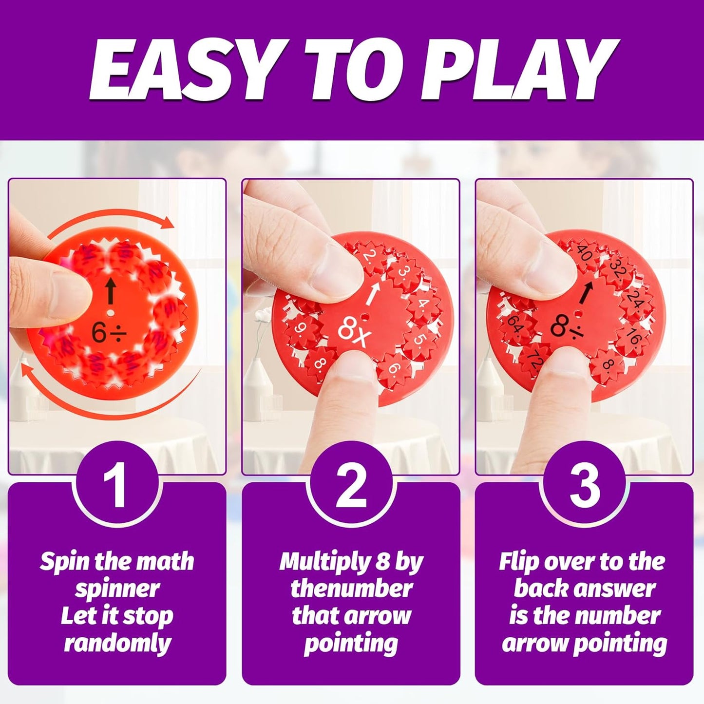 9PCS Math Fidget Spinners,Educational Math Fidget Spinner Fit for Stimmers & Fidgeters in Home ＆School,Math Spinners Fidget Toys for Kids 3+ ,Math Fidget Toy Multiplication &Division