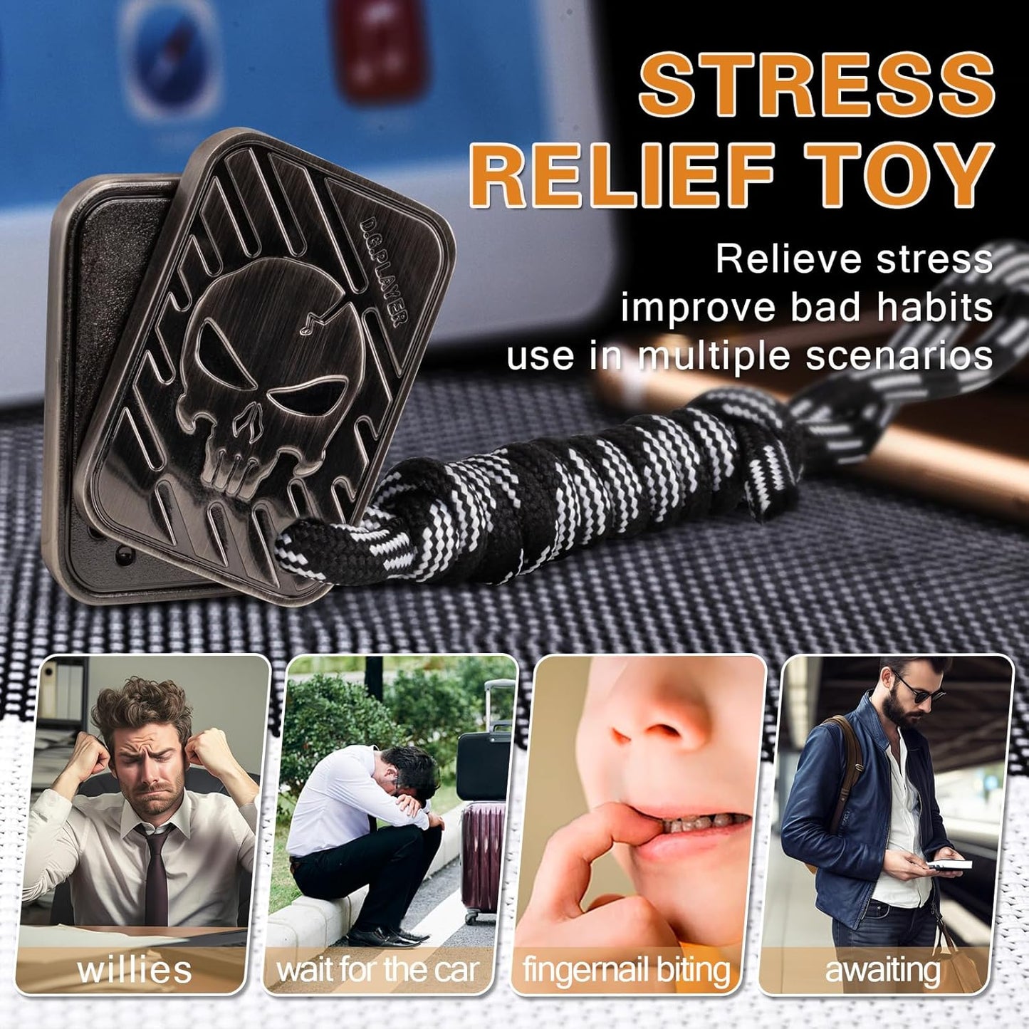 Fidget Toys Adults - Pendants Magnetic Metal EDC Toys for ADHD, Relieve Stress, Tension, Anxiety - Improve Focus - Find Inspiration, Backpack, Purse Hanging Decoration(Grey)