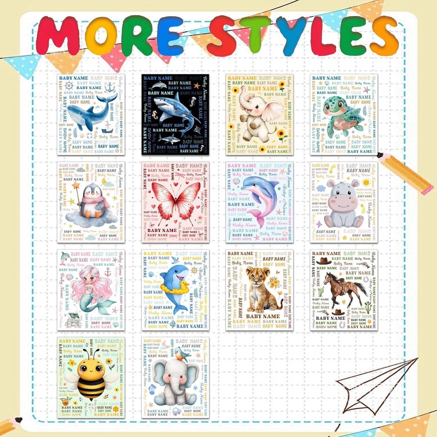 Ship Next Day, Personalized Baby Blanket – Printed in USA, Custom Baby Blanket for Boys & Girls, Baby Blanket with Name, Baby Shower, Easter, Christmas, Birthday Newborn & Toddler Gifts, Baby Gifts