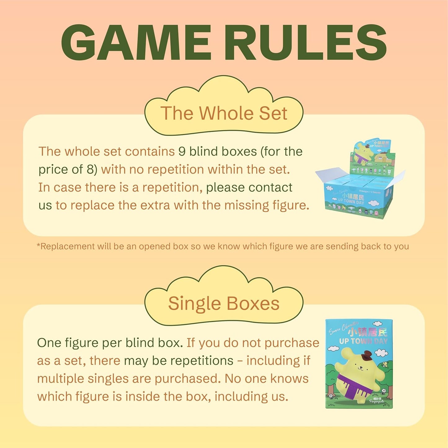 Top Toy Up Town Day, Hello Kitty Collectible Blind Box Figures, Home Decor for Any Room, Stationary Desk Accessories, for Birthdays or Holidays Like Christmas, Whole Set