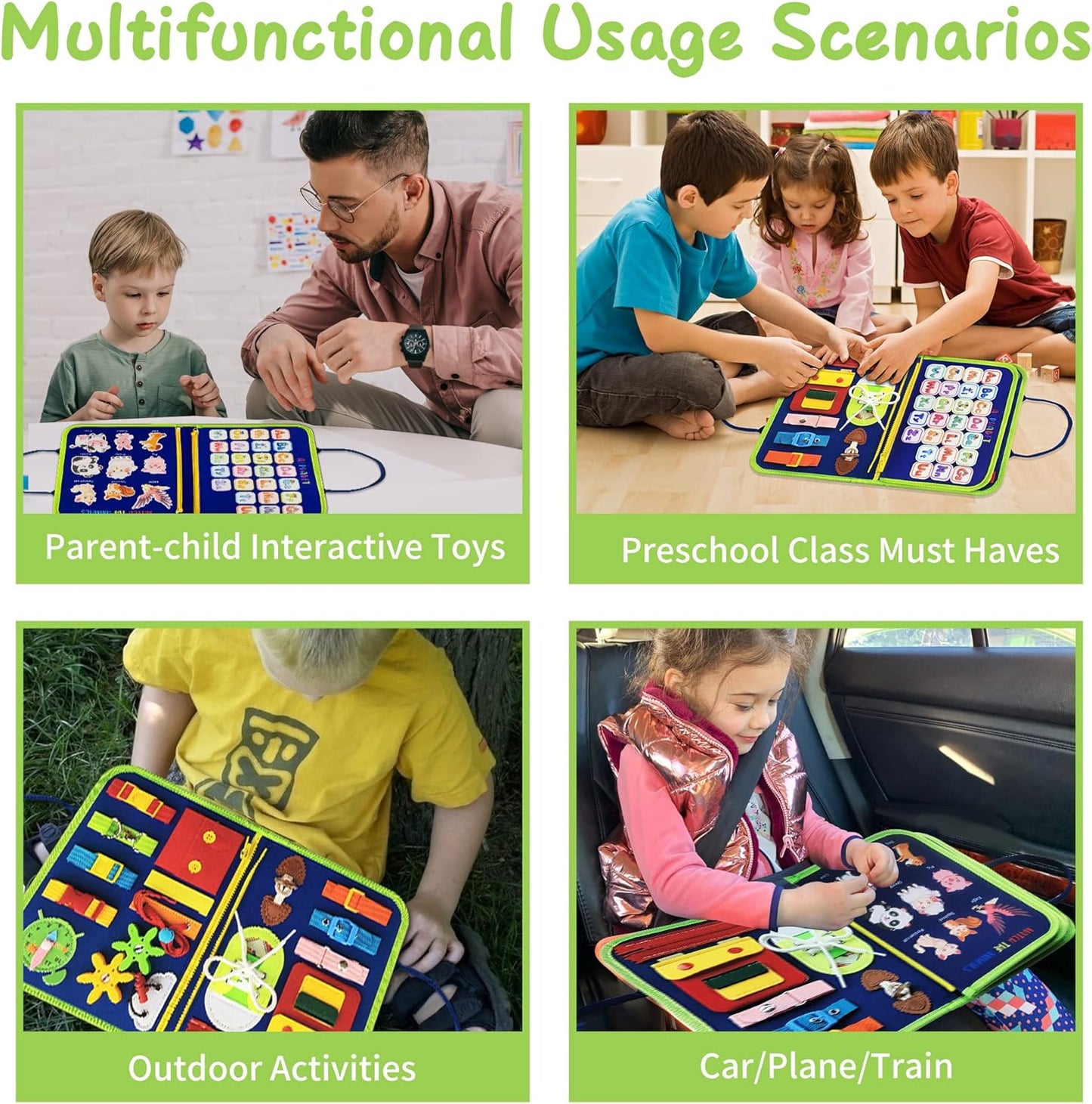 TenFans Busy Board - Montessori Toys for 1 2 3 Years Old - Sensory Toys for Autism - Toddler Toys Gift for Boys & Girls Learning Fine Motor Skills