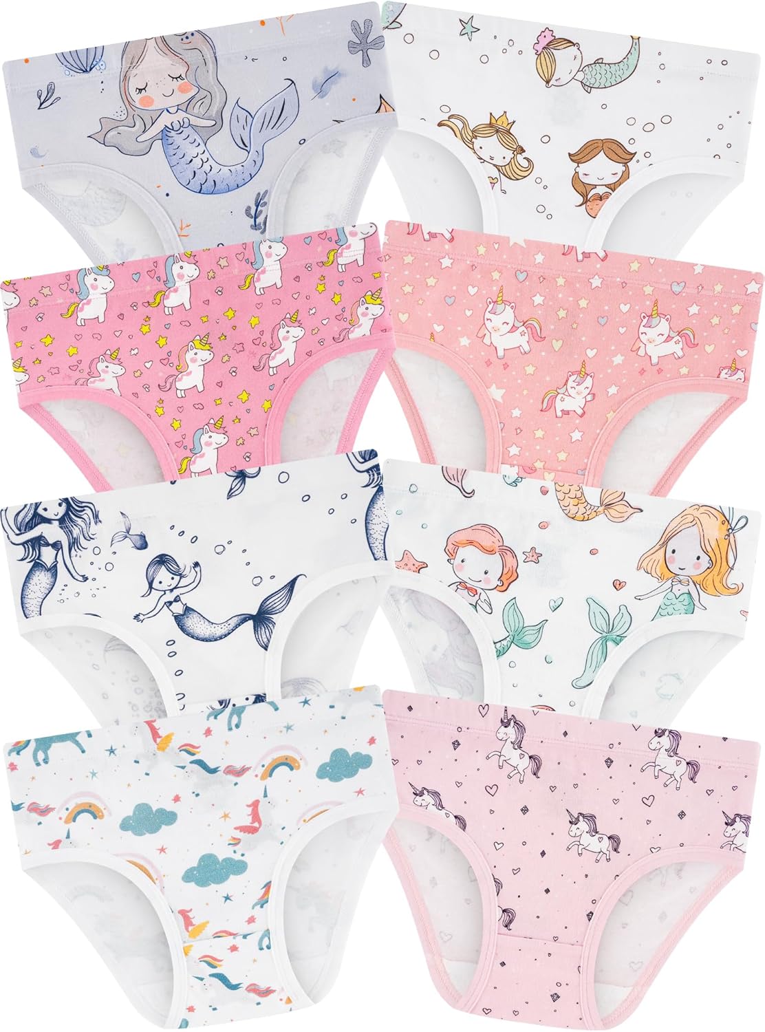 Girls' Underwear,Soft Cotton Tagless Panties for Toddlers' & Little Kids' Comfort,Breathable Briefs,8-Pack