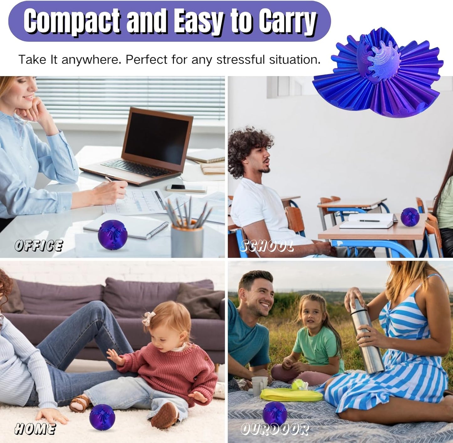 Gear Ball-3D Printed Gear Ball, 2024 New Gear Ball for ADHD 3D Printed Gear Ball Spin Ball Fidget Toy 2.95Inch Fidget Ball Gear Toy for Stress and Anxiety