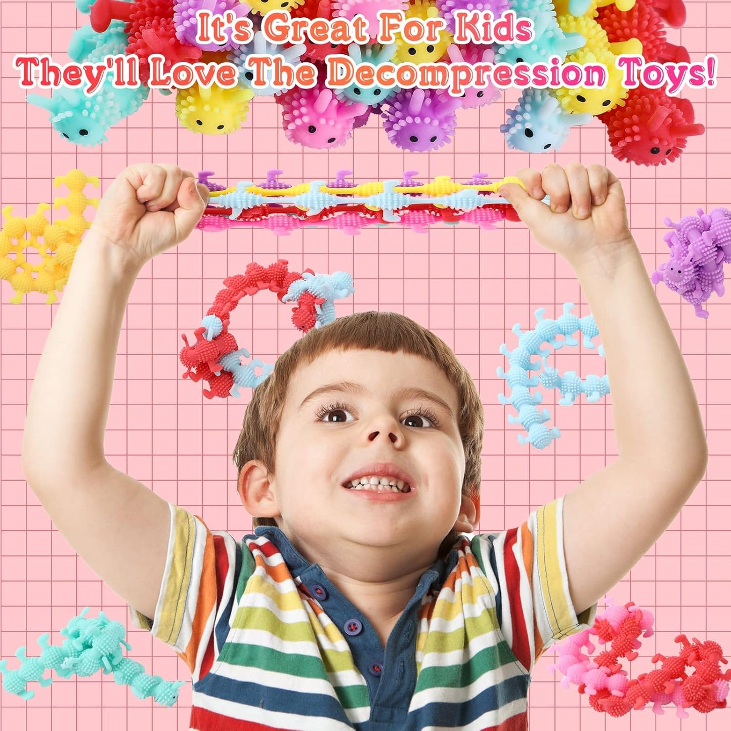 Chivao Bulk Stretchy String Fidget Toys Animal Sensory Toys Pack Worm Sensory Stress Fidget Toys for Adults Stress Anxiety Relieve Relaxing Party Favors(150 Pack, Worm Style)