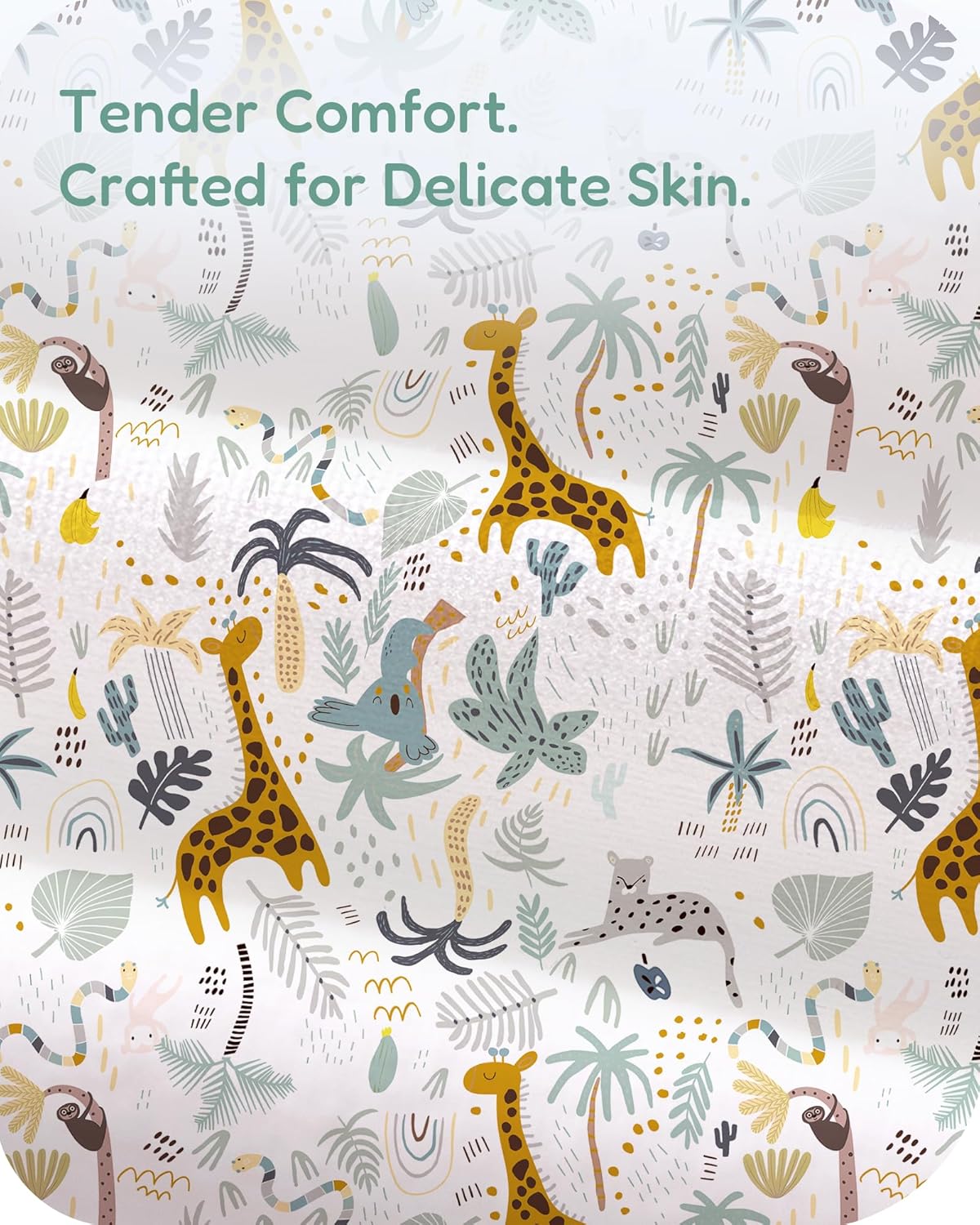 Pack and Play Sheets Fitted, Soft Green+Giraff, Breathable and Cozy, Hypoallergenic, 2 Pack for Boys and Girls