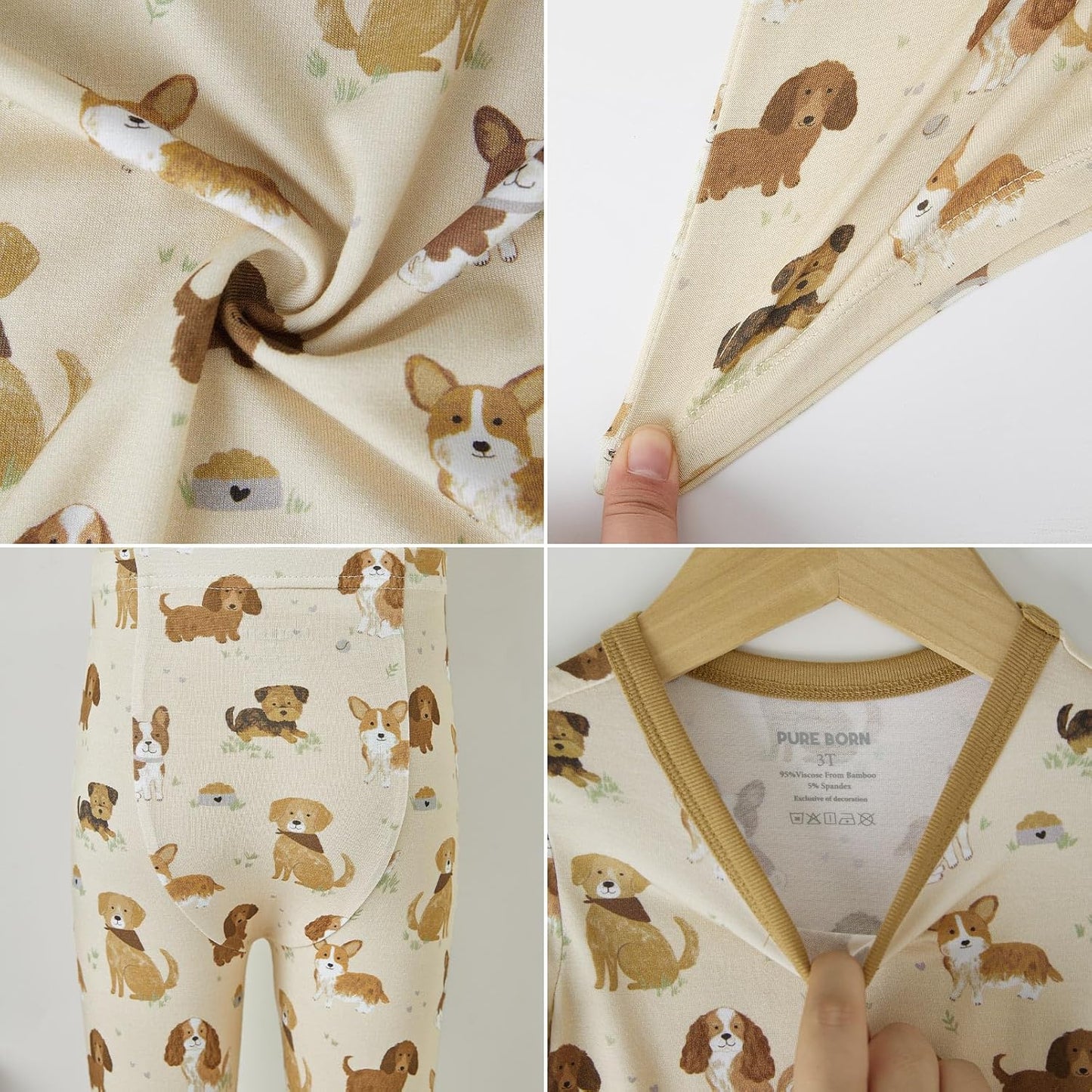 pureborn Baby Viscose From Bamboo Pajamas Set Pjs - Kids Toddler Girl Snug Fit Viscose Sleepwear 2pcs 18M-8Y