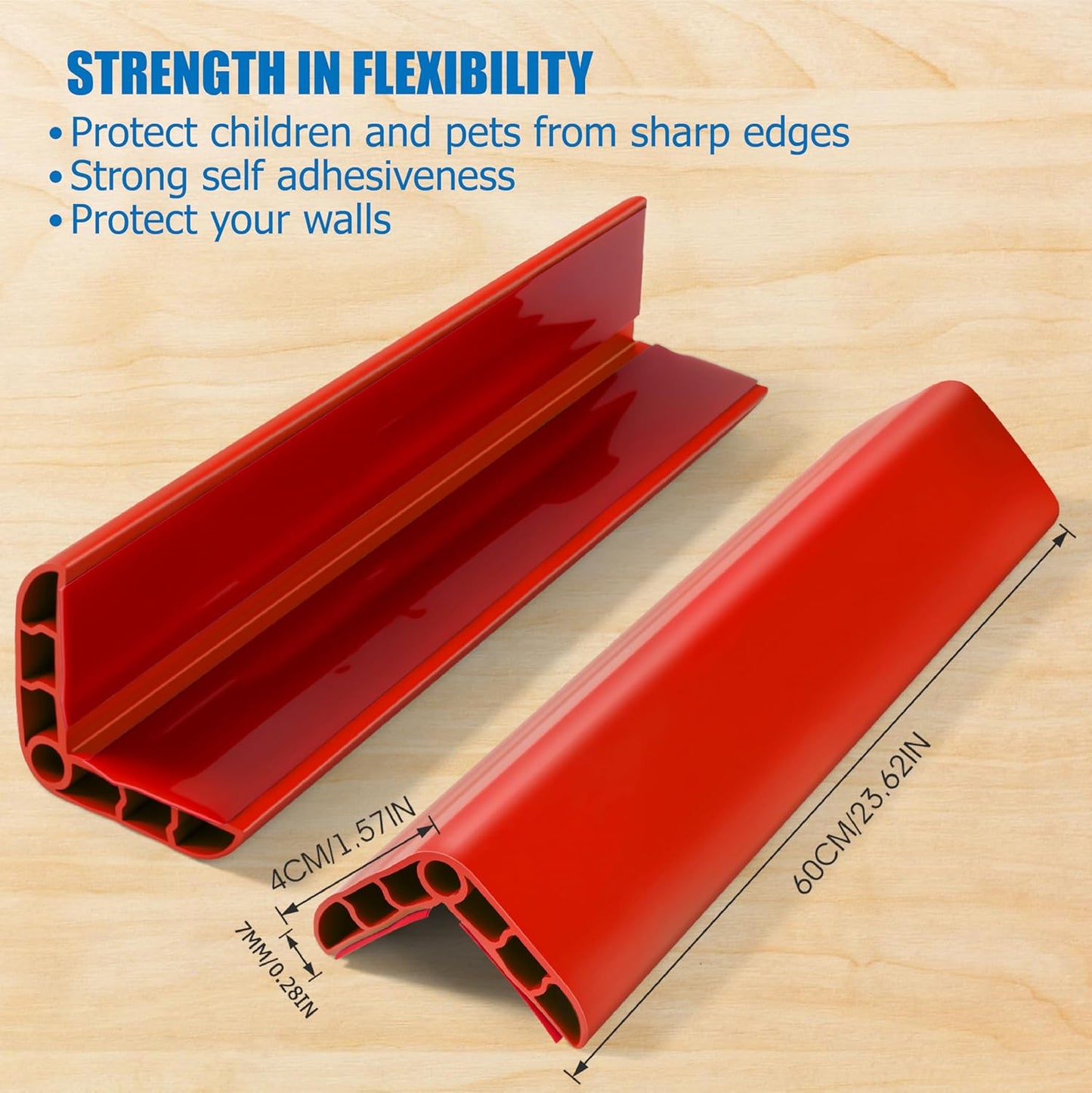Wall Corner Edge Protector 4 Pack,1.57x1.57x23.62x0.28 inch Soft Baby Proof Corner Guards for Sharp Edges, Self-Adhesive Corner Protectors for Home, Kindergarten,Thickness-7mm(0.28 in)