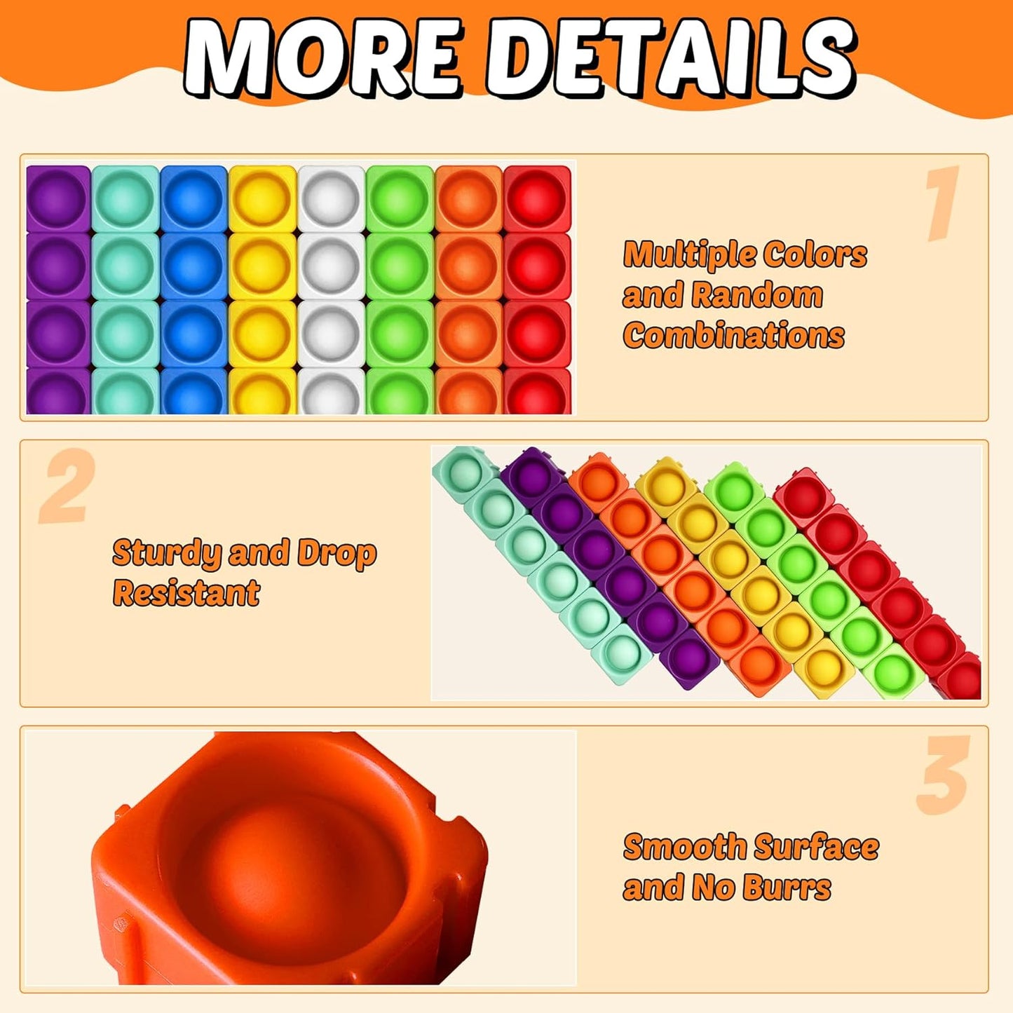 Giant Pop Blocks Bubble Premium Silicone Pop Fidget Blocks for Endless Joy and Education - Vibrant Pop Blocks for Imaginative Play and Puzzle Games-Toy Gift for Kids (49PCS)