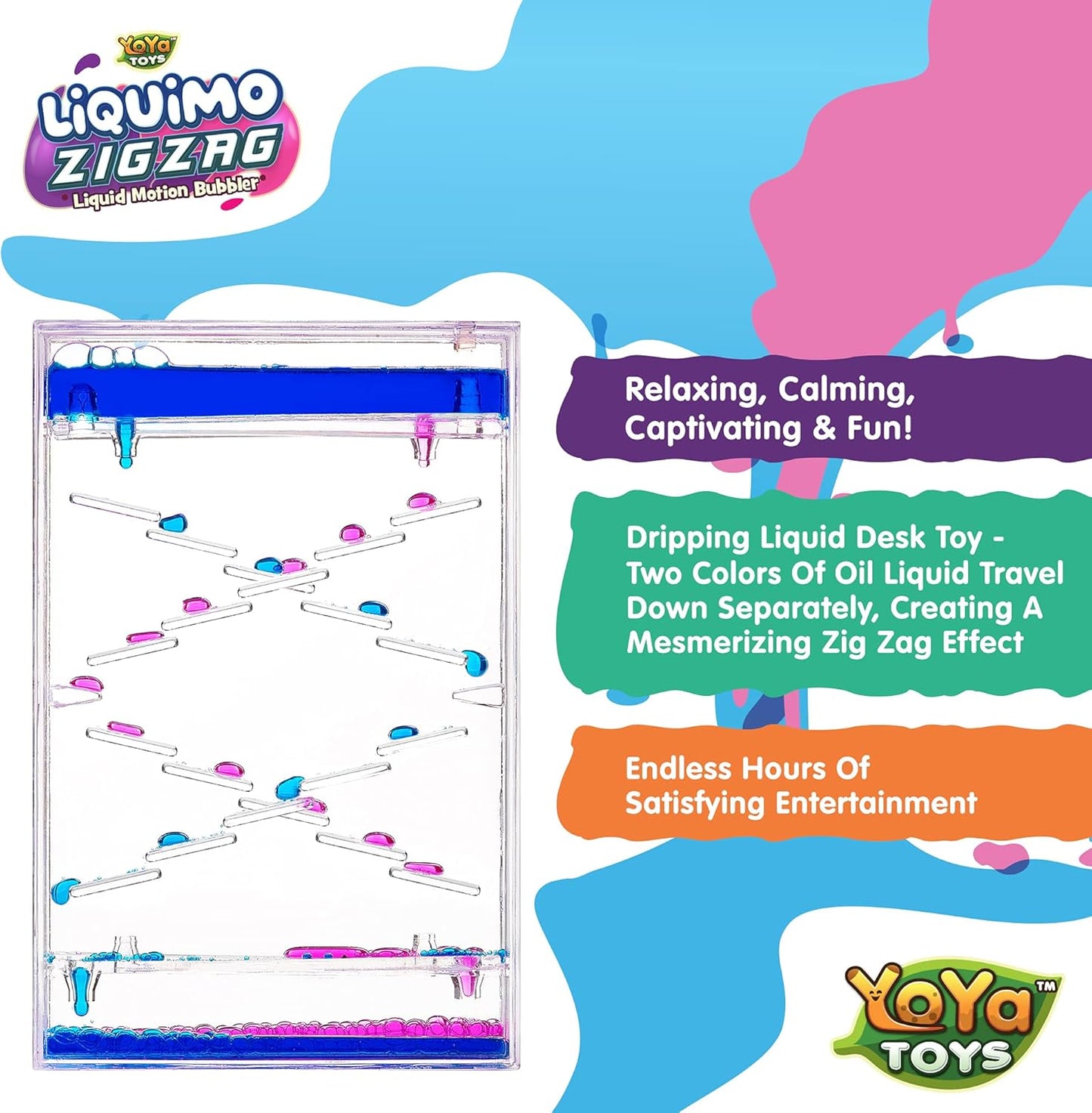 YoYa Toys Liquimo Liquid Zig Zag Motion Bubbler for Kids and Adults - Satisfying Toys for Calming Stress and Anxiety Relief - Fidget Dropping Toy Can Be Used As Colorful Office Desk Toy Timer