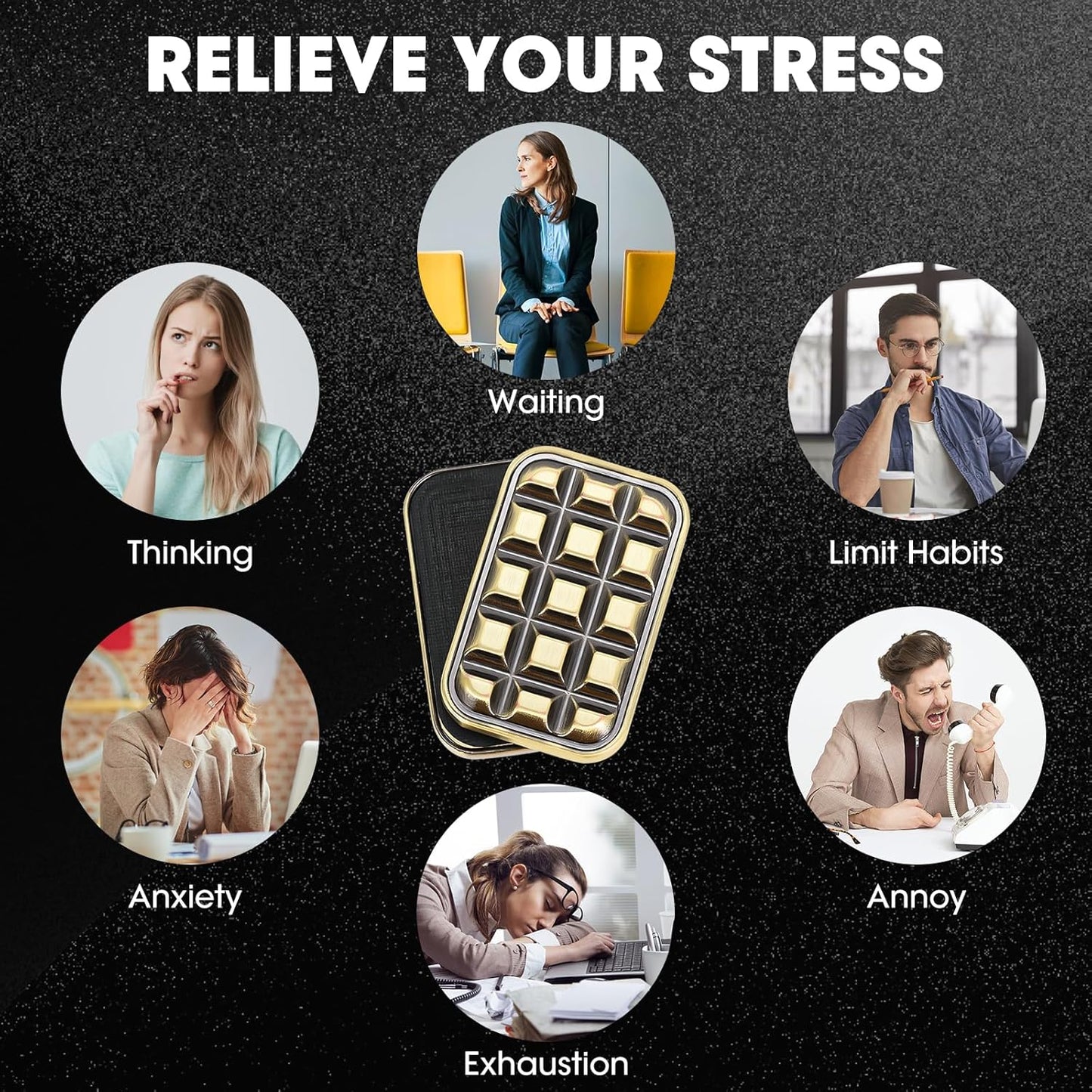 Fidget Slider for Adults - Brick Slider Metal Fidget Toys, Anxiety/ADHD/Annoy Relieving EDC Metal Fidget, Stress Reducing Toy - Gift for Adults & Teen (Metallic)