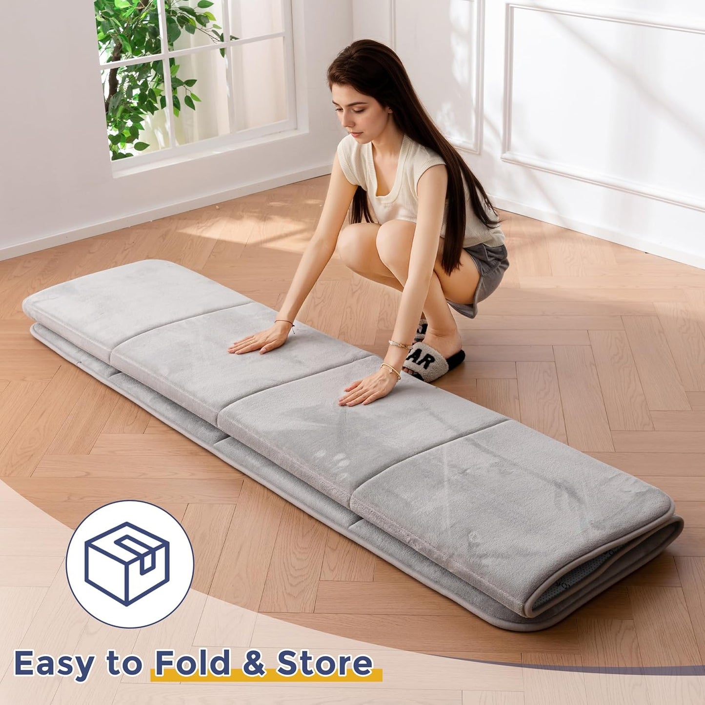 MAXYOYO 1.2" Thick Baby Play Mat for Floor, 59"x 78" Foldable Playpen Mat, Tummy Time Foam Mats Ultra Soft Support, Padded Carpet with Non-Slip Backing for Infant,Kids and Toddler Crawling, Grey