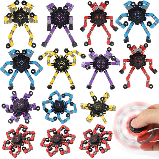 Transformable Fidget Spinners 15 PCS for Kids Adults Deformable Chain DIY Robot Spinners Stress Relief Sensory Toys for Party Stuffers Classroom Prizes Gifts for Kids