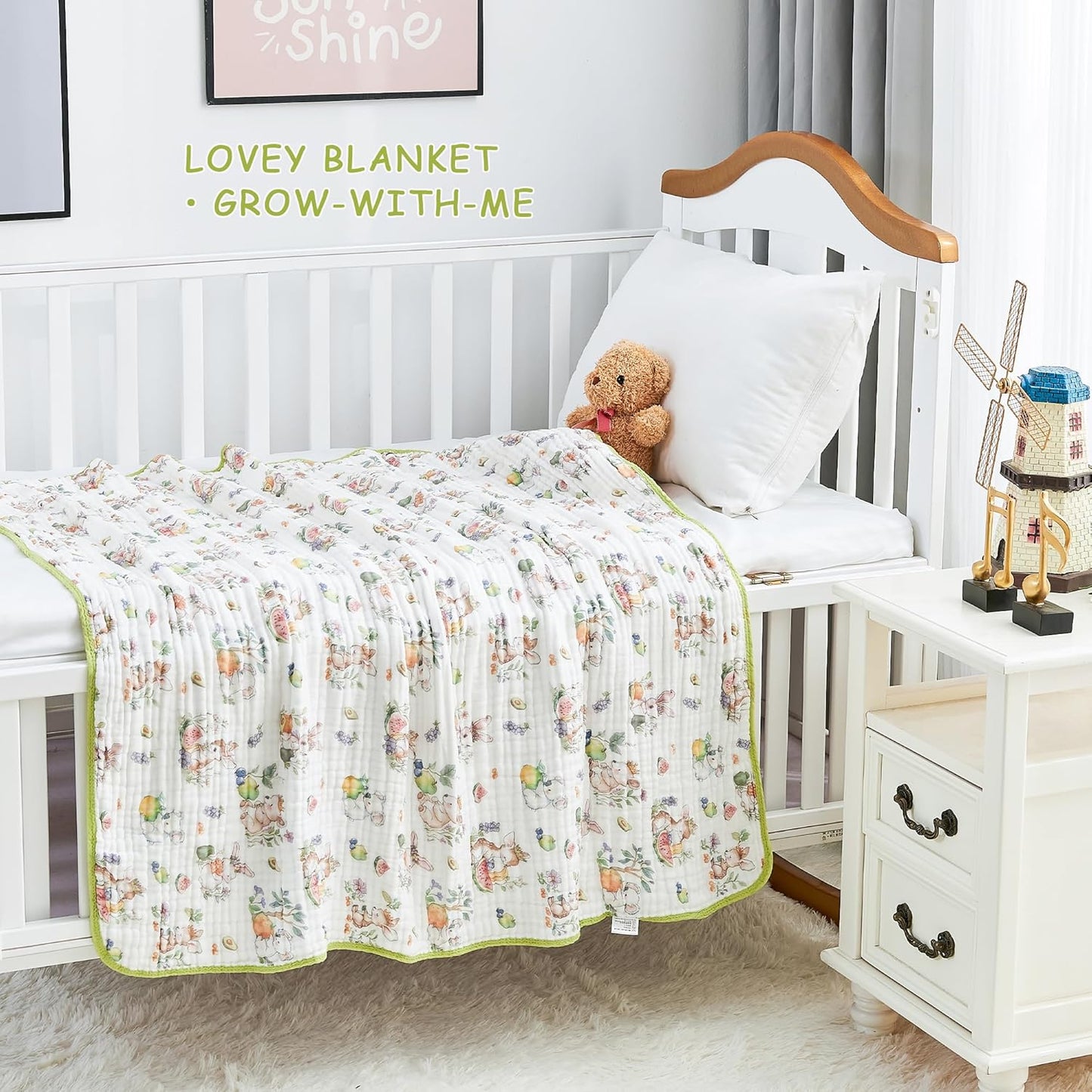 Luxury Muslin Baby Blanket, Soft Swaddle, 6-Layer Cotton Receiving Blanket for Newborn Infant, 43x43 Inch Lightweight Breathable Crib Blanket, Nursery Stroller Toddler Quilt, Animal Print