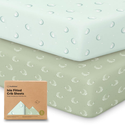KeaBabies 2-Pack Baby Crib Sheets for Boys, Girls - 52x28 Viscose Derived from Bamboo Toddler Bed Sheets Neutral, Fitted Crib Mattress Cover for Standard Baby Bedding, Soft & Cozy (Lunaris)