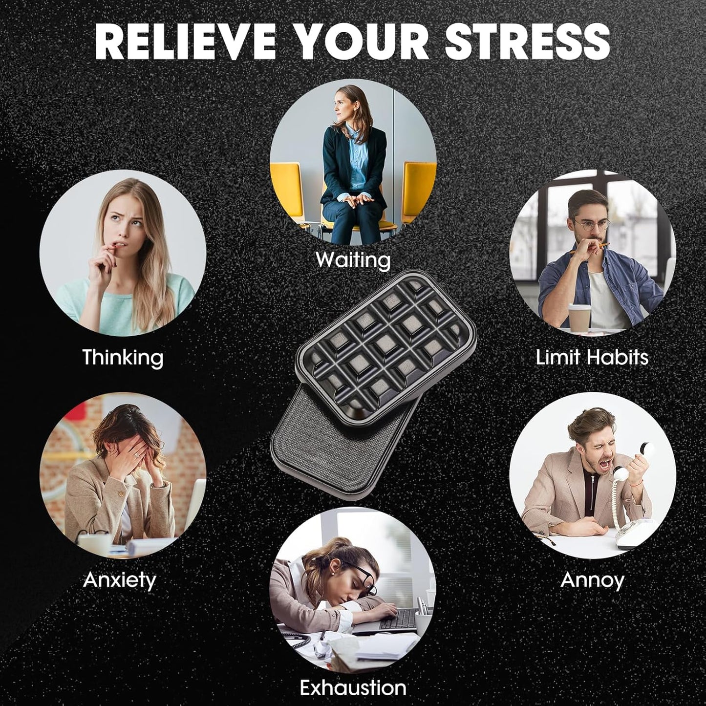 Fidget Slider for Adults - Brick Slider Metal Fidget Toys, Anxiety/ADHD/Annoy Relieving EDC Metal Fidget, Stress Reducing Toy - Gift for Adults & Teen (Black)