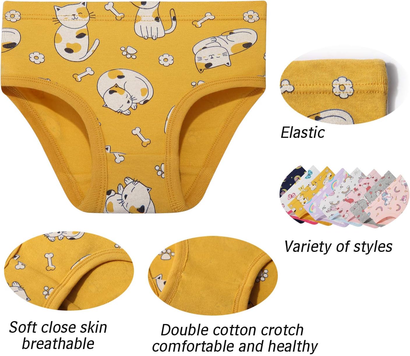Girls' Cotton Brief Breathable Toddler Panties Kids Assorted Underwears 6-8 pieces