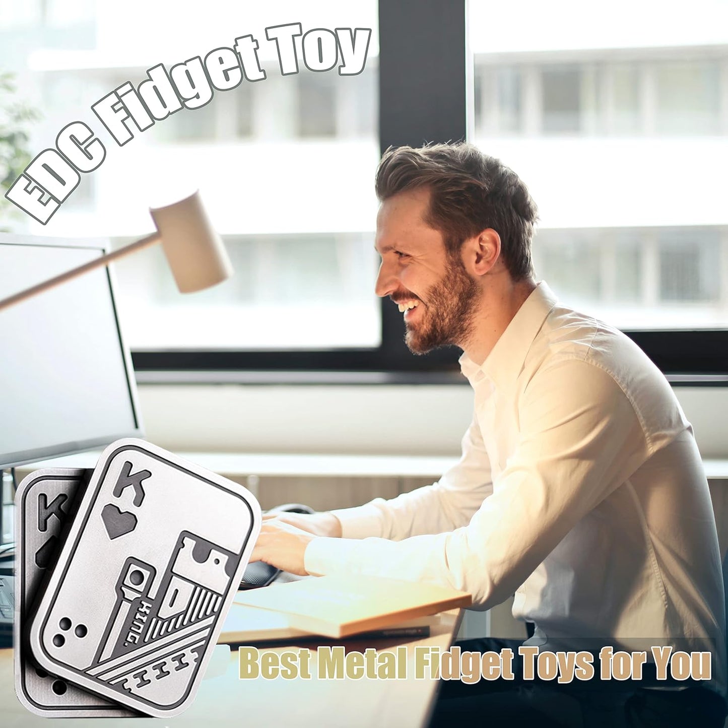 Metal Poker Fidget_Slider, Hand Spinner Office Fidget Toys, Sensory Toys Anxiety Stress Relief Desk Toys Gifts