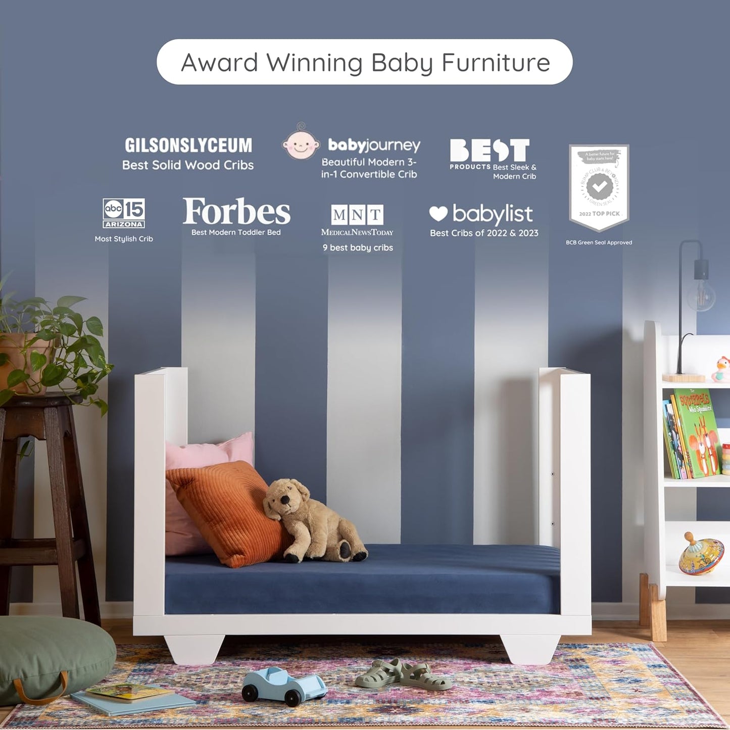 dadada Spirit 8 in 1 Convertible Crib to Toddler Bed & Floor Bed, Made in Italy, Greenguard Gold Certified, Adjustable Mattress Heights (White)