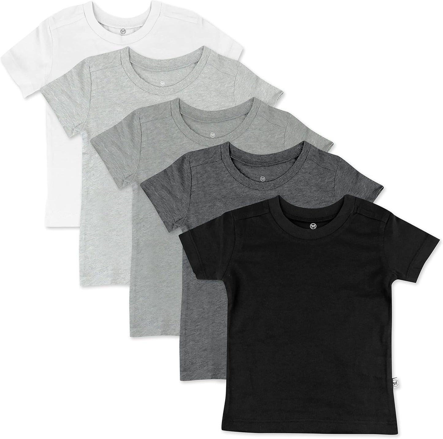 HonestBaby 5-Pack Short Sleeve T-Shirts 100% Organic Cotton Baby, Toddler, Little Kid, Boy, Girl, Unisex