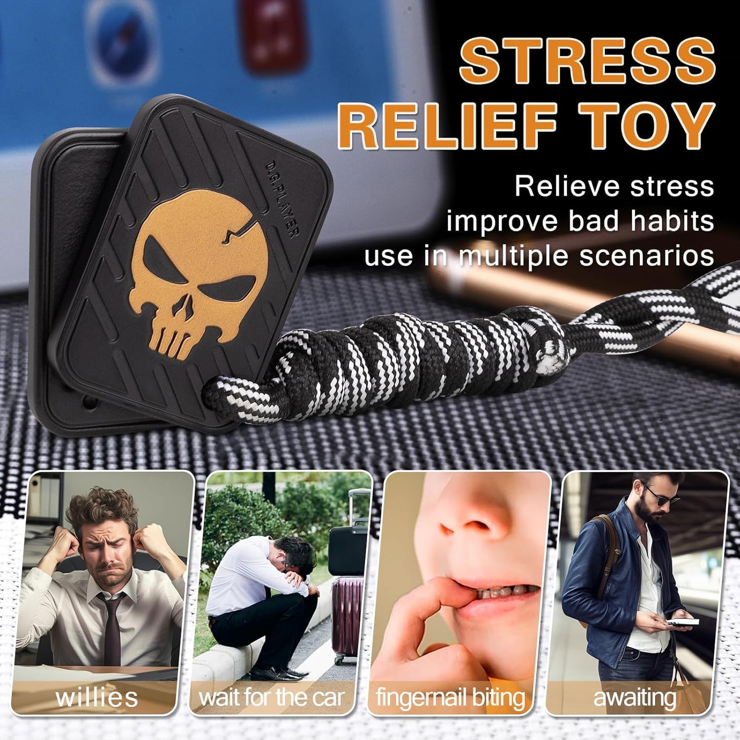 Fidget Toys Adults - Pendants Magnetic Metal EDC Toys for ADHD, Relieve Stress, Tension, Anxiety - Improve Focus - Find Inspiration, Backpack, Purse Hanging Decoration(Black Gold)