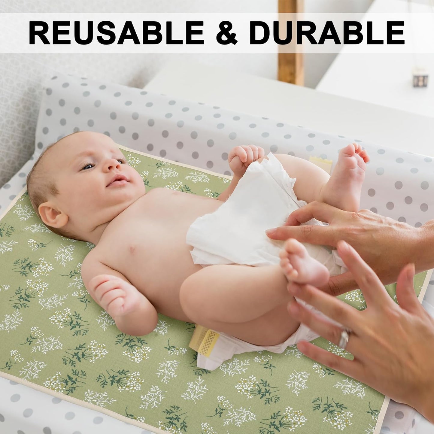 Baby Diaper Changing Pad, 19.7"x25.6" Waterproof Changing Pad Liners with 100% Muslin Cotton Front Top and Leather Back, Soft and Absorbent Portable Changing Mat for Travel, Changing Station