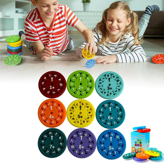 Math Facts Fidget Spinners, Math Facts Fidget Spinners for All The Stimmers, Multiplication Chat Game Fidget Toys for Adults Kids (Add Or Subtract 9pcs)