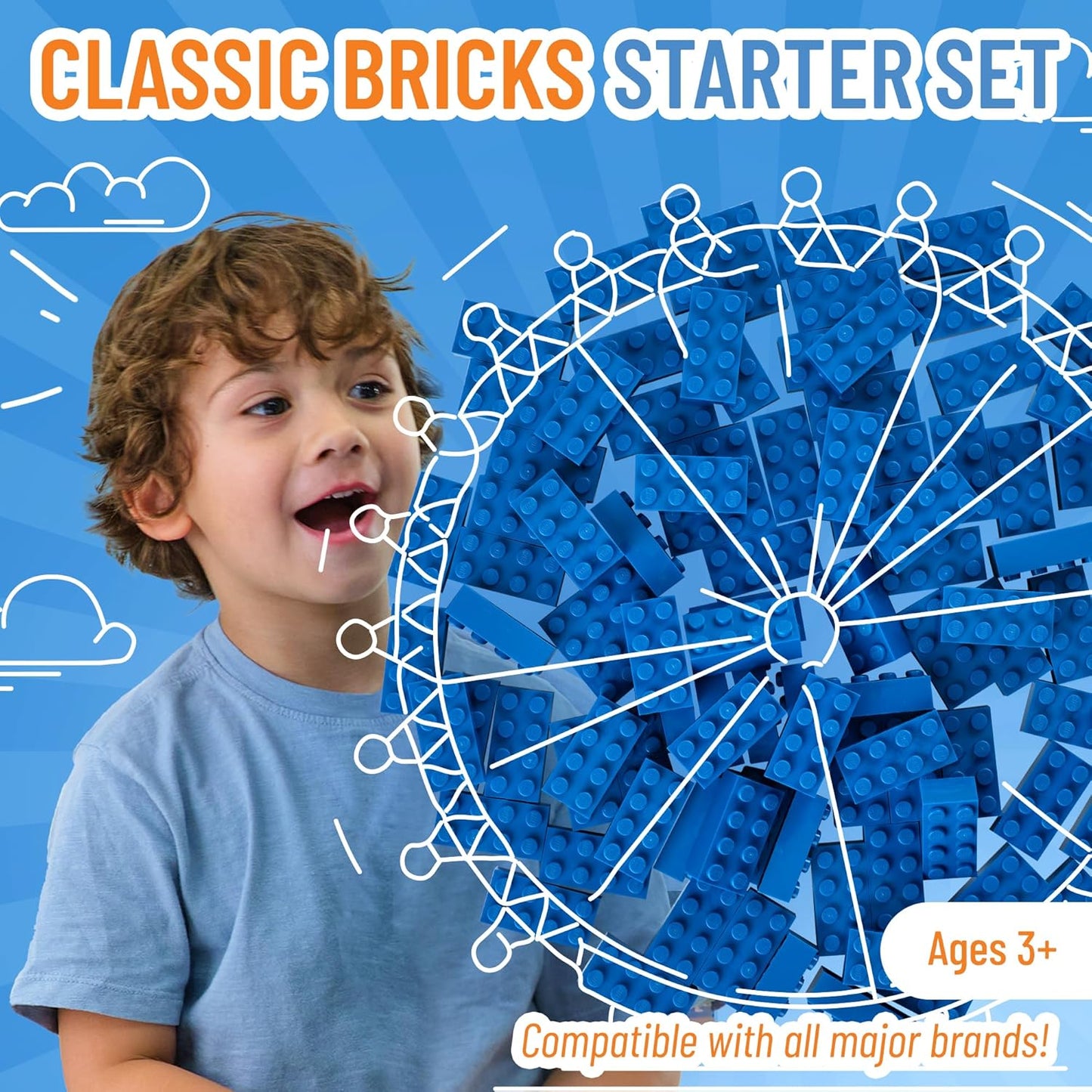 Strictly Briks Classic Bricks 2x4 Starter Kit - 96 Blue Pieces - Creative Building Set for STEM Learning - Compatible with Lego & Major Brick Brands