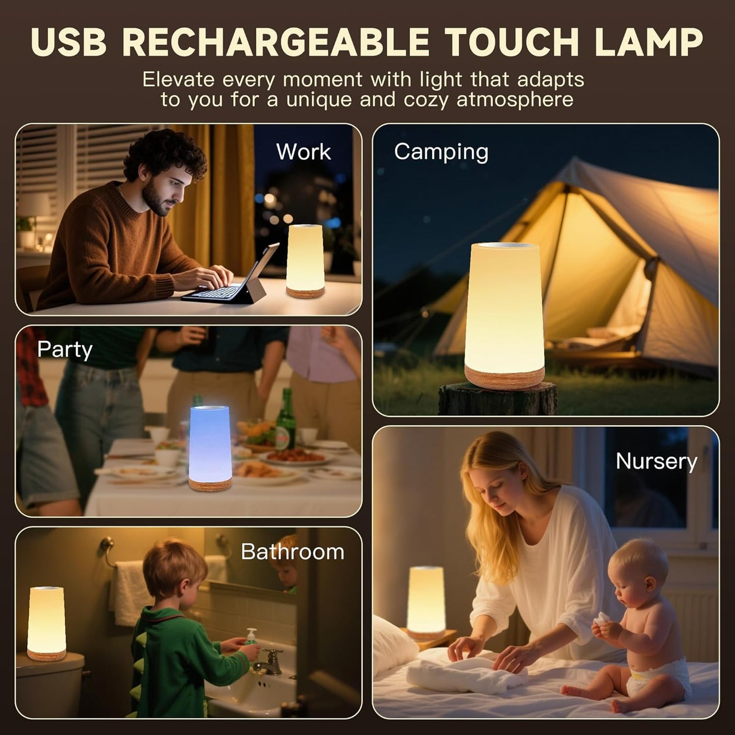 Night Light for Baby Nursery, 13 Colors Changing Touch Dimmable Night Lamp with Timer, Rechargeable Kids Night Light Portable for Bedtime Routine Baby Breastfeeding