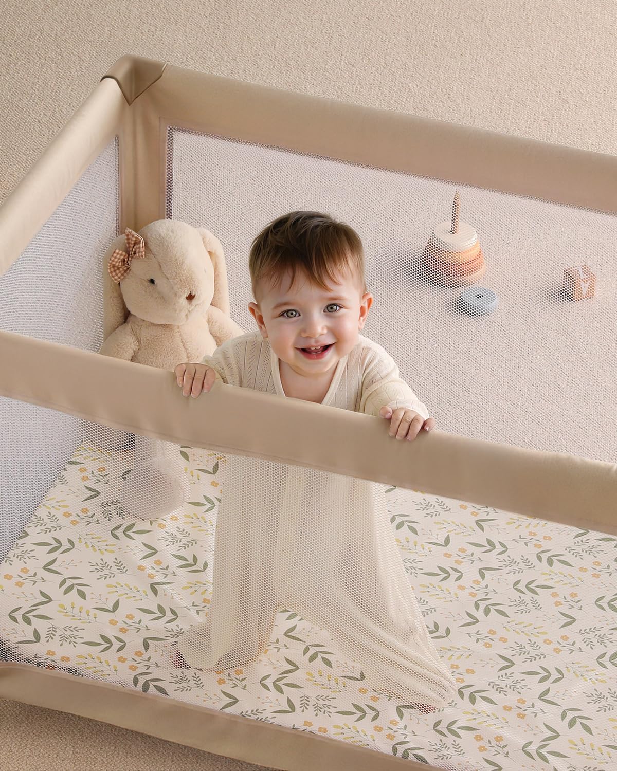 Yoofoss Baby Pack and Play Sheets 2 Pack for Boys and Girls - 38x26 Mini Crib Sheets Fitted Neutral Compatible with Graco Pack n Play Mattress,Ultra Soft Breathable Microfiber Green Flower