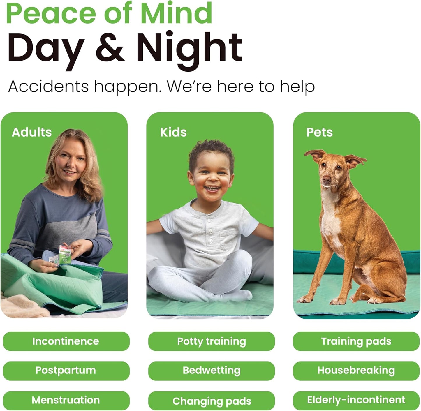 IMPROVIA® Washable Underpads, 34" x 36" (Pack of 6) - Heavy Absorbency Reusable Incontinence Pads for Kids, Adults, Elderly, and Pets - Waterproof Protective Pad for Bed, Couch, Sofa, Furniture, Floor