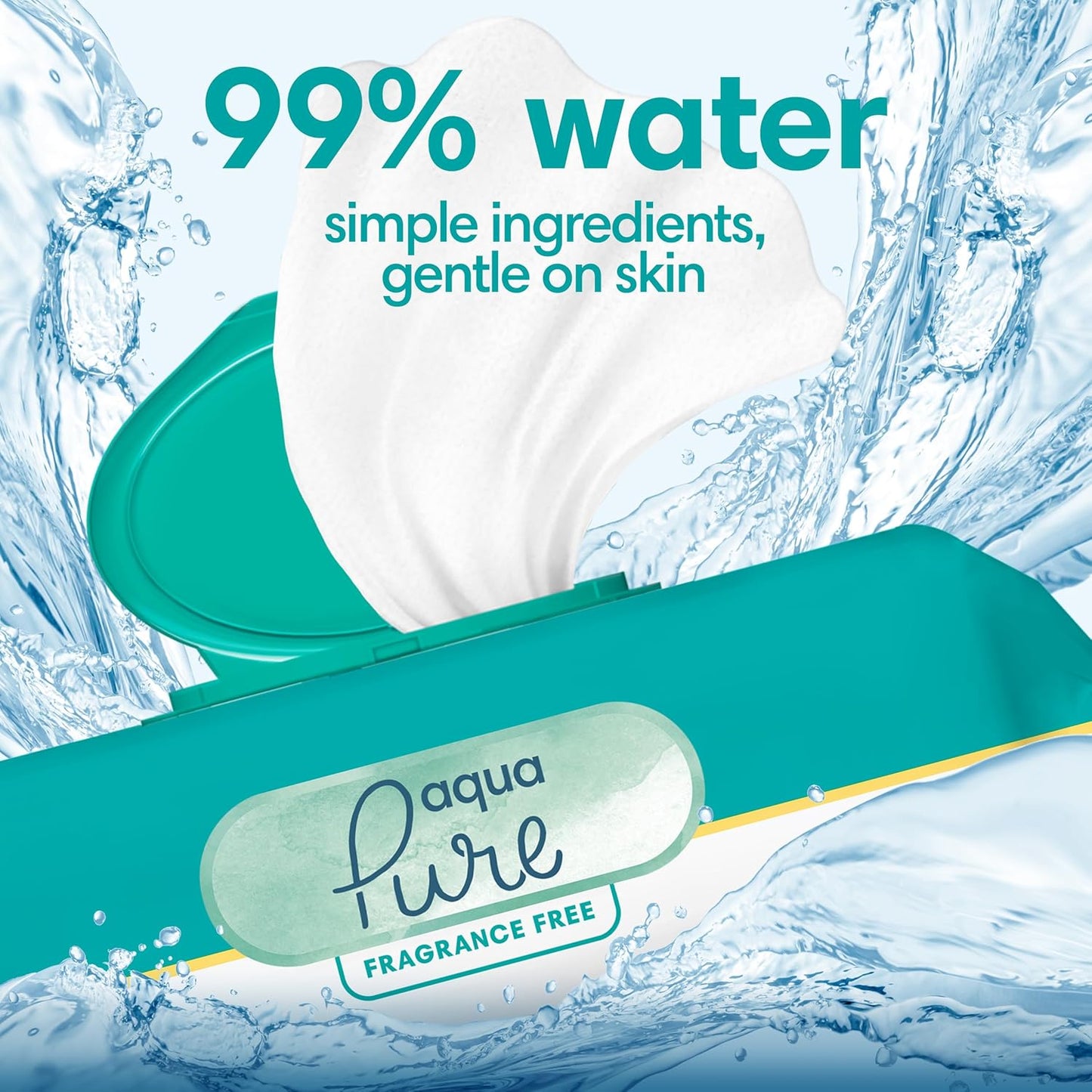 Pampers Baby Wipes Aqua Pure, 99% Water Based Wipes, Hypoallergenic and Unscented Infant Wipe, 896 Total (16 Flip-Top Packs)