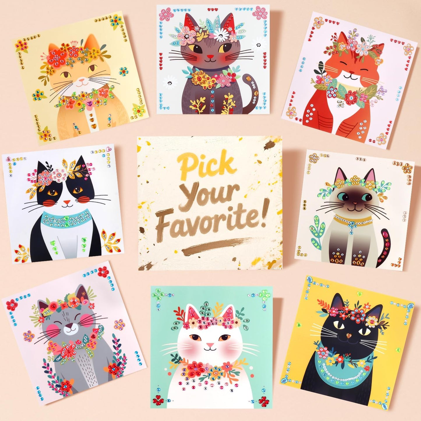 Marlrin Cats Craft Kits for Kids Ages 4-8, Arts and Crafts Kits,Craft Kit for Girls 6-8,Diamond Painting Toys for Girls 5-7,Birthday and Christmas Gift for Kids Ages 3, 4, 5, 6, 7, 8