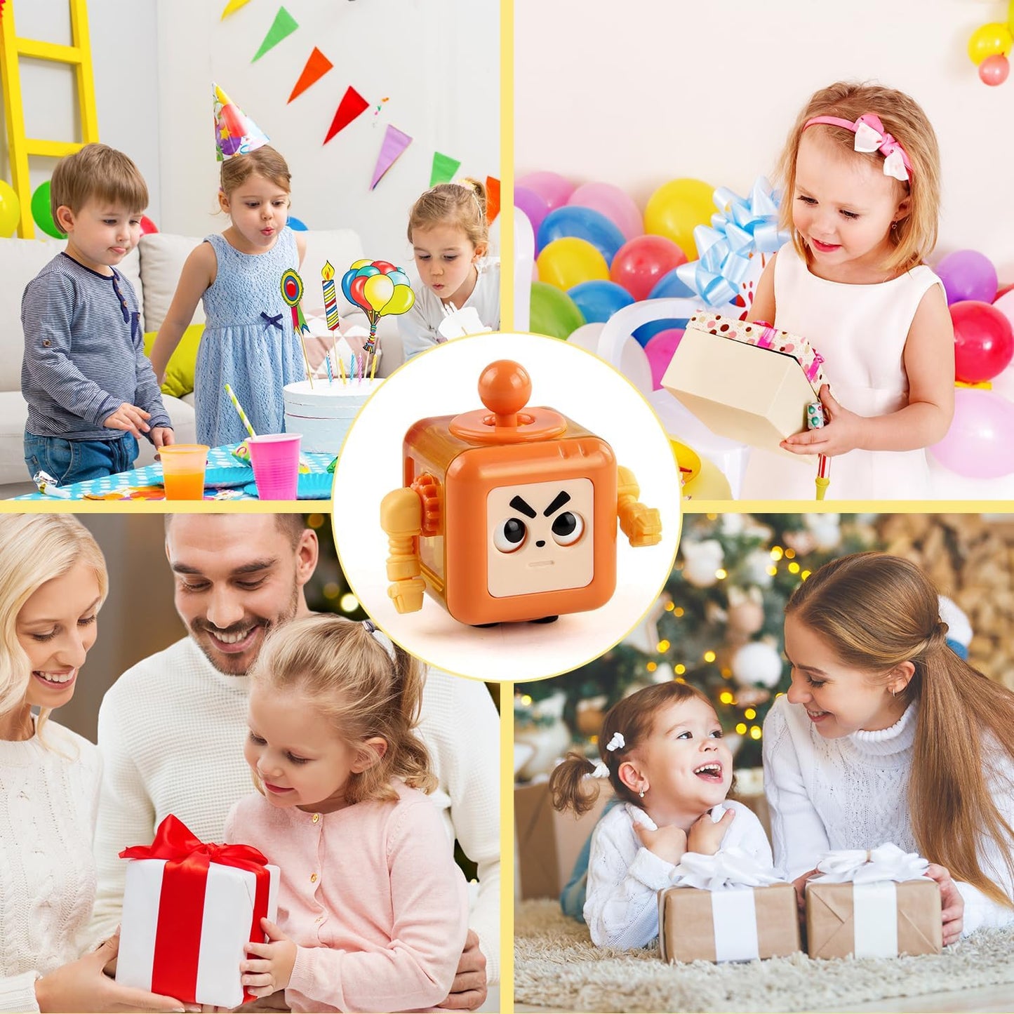 2P Fidget Robot Cube Fidget Toy, Magic Cube Stress and Anxiety Relief Toys, Fidgets Robot Cube Toy Cube Relaxing Hand-Held for Adults, Killing Time Cool Fidget Block for ADD/ADHD/OCD (Orange Blue)